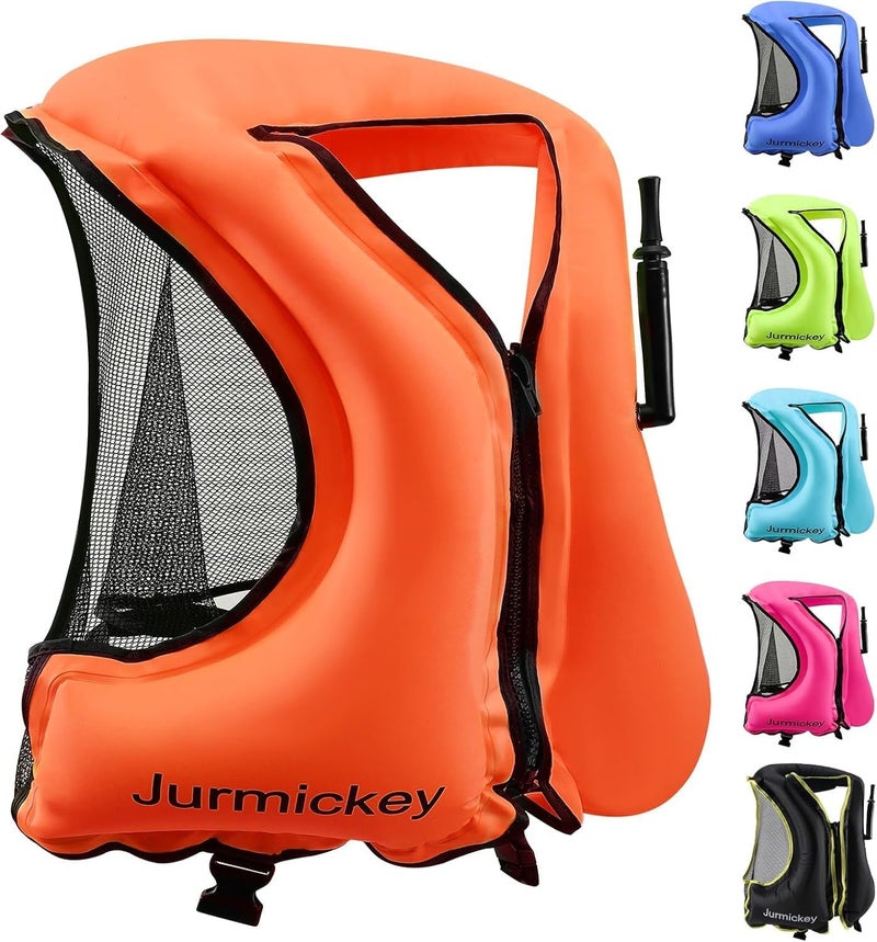 Jurmickey Snorkel Vest for Adults, Inflatable Snorkeling Vest for Men & Women, Portable Swim Jacket & Buoyancy Vest for Snorkeling, Swimming, Kayaking, Boating - Image 1